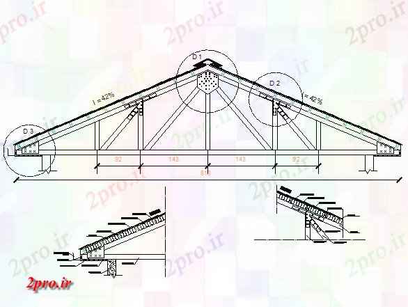 دانلود نقشه جزئیات ساخت و ساز پادشاه پست بخش جزئیات (کد73759)