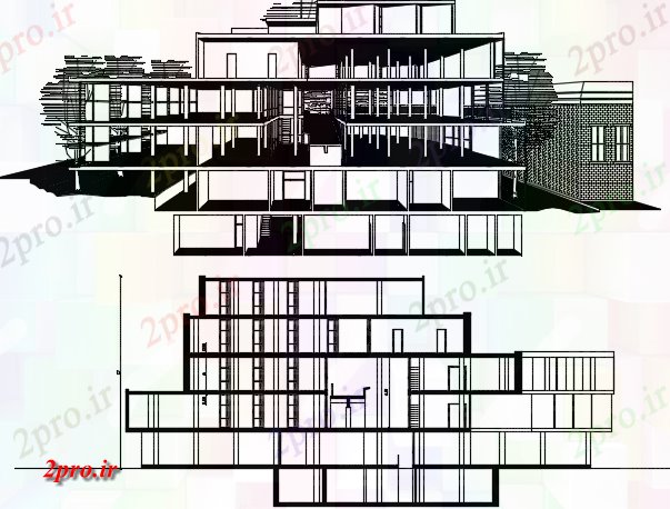 دانلود نقشه مسکونی ، ویلایی ، آپارتمان نما جلو در خانه جزئیات 24 در 42 متر (کد73768)