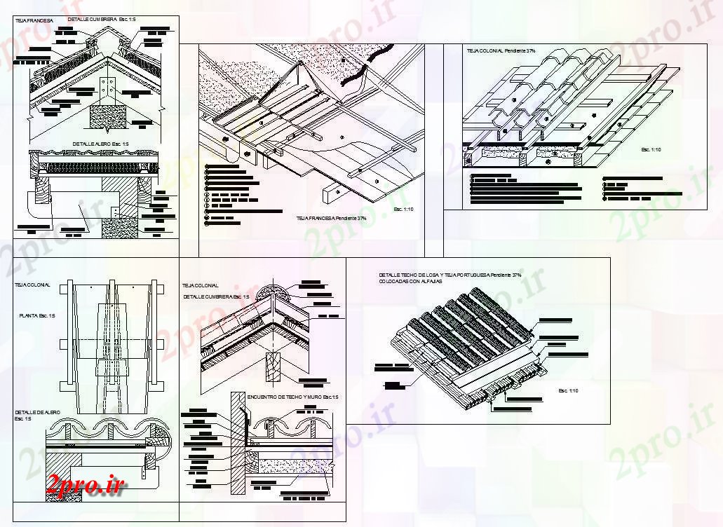 دانلود نقشه جزئیات ساخت و ساز سقف  جزئیات  (کد73770)