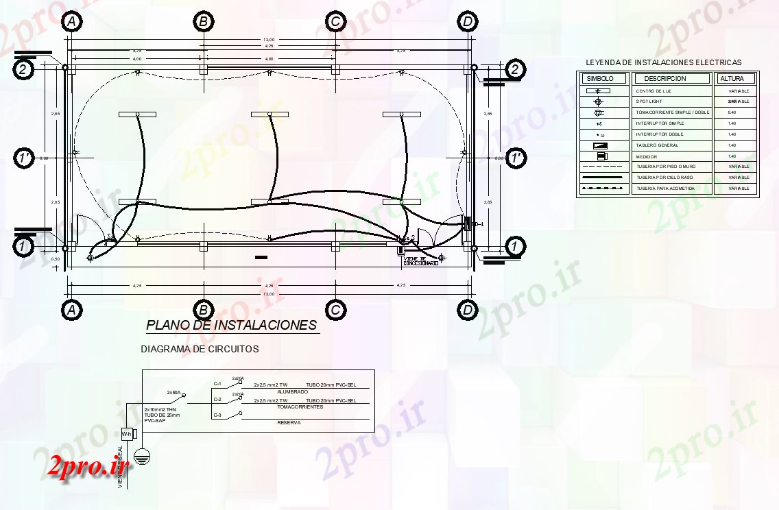 دانلود نقشه مسکونی  ، ویلایی ، آپارتمان  خانه طرحی های الکتریکی جزئیات (کد73772)