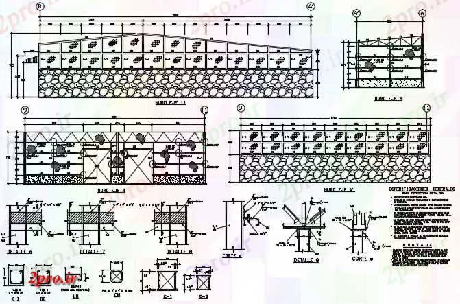 دانلود نقشه ساختمان اداری - تجاری - صنعتی سالن تولید جزئیات 4 در 10 متر (کد73791)