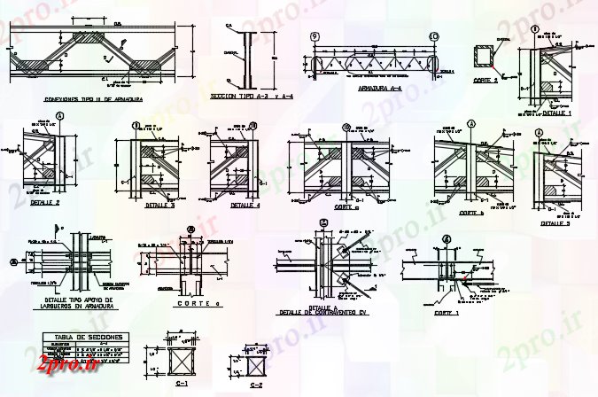 دانلود نقشه جزئیات ساخت و ساز پادشاه پست بخش مشترک جزئیات (کد73792)