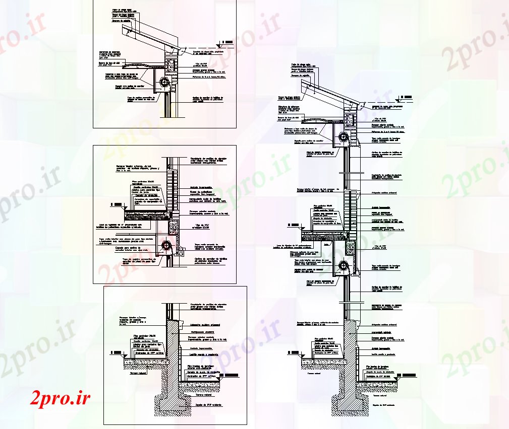 دانلود نقشه ساختمان اداری - تجاری - صنعتی نما در بخش  جزئیات و مشخصات طرحی  جزئیات (کد73799)