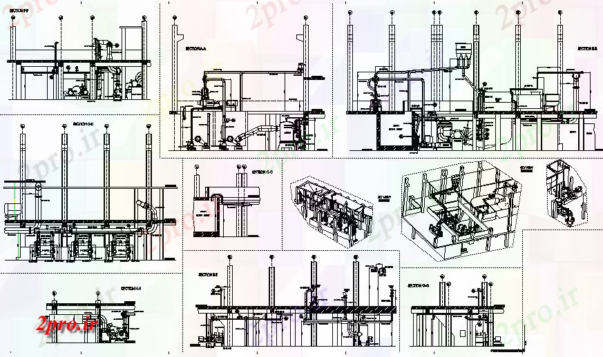 دانلود نقشه کارخانه صنعتی  ، کارگاه کارخانه کاغذ طرحی جزئیات (کد73832)