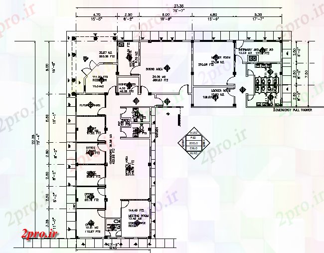 دانلود نقشه مسکونی ، ویلایی ، آپارتمان دفتر انبار معمار شن و ماسه در هواپیما جزئیات 45 در 47 متر (کد73850)