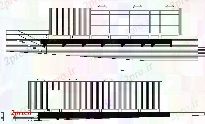 دانلود نقشه مسکونی ، ویلایی ، آپارتمان نما از مسکن جزئیات 7 در 15 متر (کد73868)