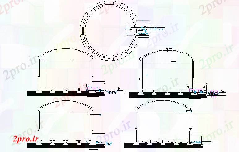 دانلود نقشه مسکونی  ، ویلایی ، آپارتمان  طرحی مخزن جزئیات و بخش جزئیات (کد73874)