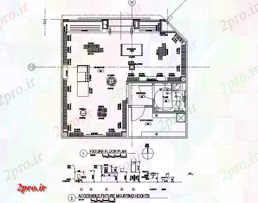 دانلود نقشه ساختمان اداری - تجاری - صنعتی جزئیات مقطعی و طرحی معماری یک ساخت 10 در 10 متر (کد73916)