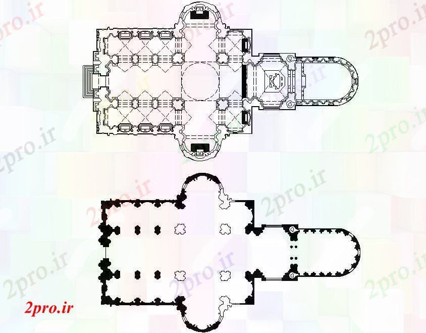 دانلود نقشه کلیسا - معبد - مکان مذهبی ستون طرحی کلیسا جزئیات (کد73921)