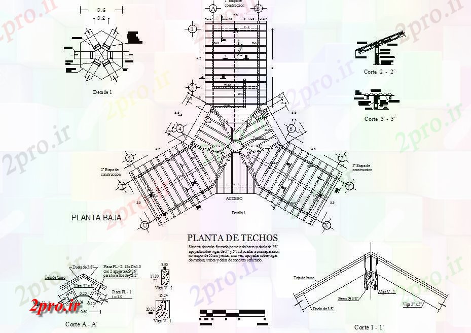 دانلود نقشه جزئیات ساخت و ساز سقف طرحی کابین جزئیات (کد73930)