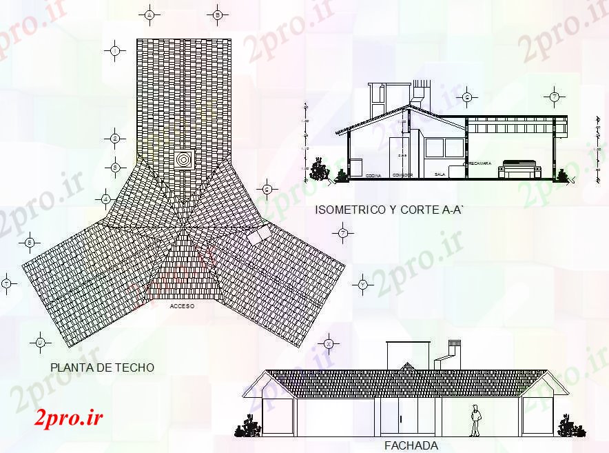 دانلود نقشه ساختمان اداری - تجاری - صنعتی نما کابین و بخش طرحی جزئیات 15 در 15 متر (کد73931)