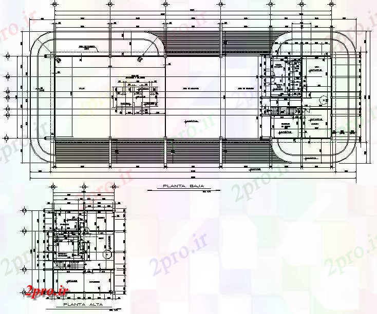 دانلود نقشه ساختمان دولتی ، سازمانی برنامه ریزی آتش جزئیات مرکزی 15 در 50 متر (کد73941)