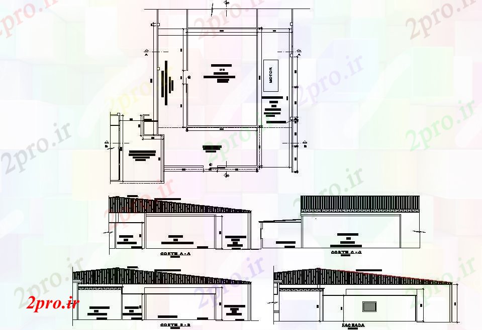 دانلود نقشه ساختمان دولتی ، سازمانی ماهی کارخانه فرآوری طرحی های توسعه جزئیات 68 در 88 متر (کد73960)