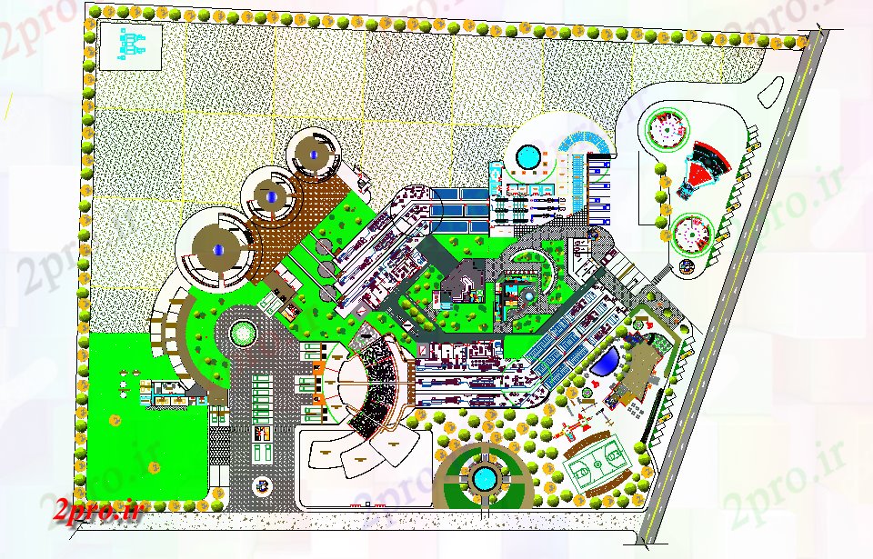 دانلود نقشه ساختمان دولتی ، سازمانی شهرداری خانه خنده جزئیات 280 در 400 متر (کد73974)