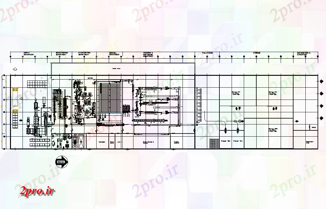 دانلود نقشه کارخانه صنعتی  ، کارگاه پردازش کارخانه مرغ 6000 پرنده در هر طرحی ساعت جزئیات (کد73981)