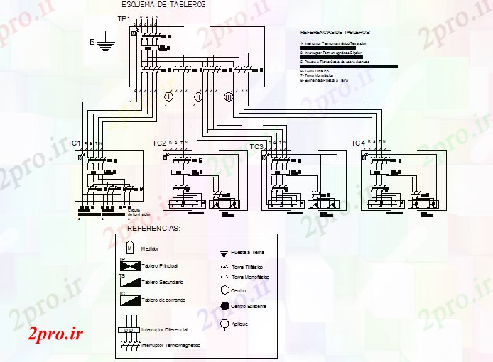 دانلود نقشه معماری برق مدار طرحی جزئیات (کد74053)