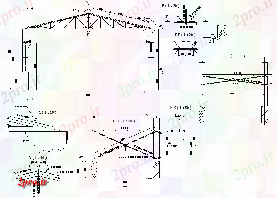 دانلود نقشه جزئیات ساخت و ساز بخش سقف جزئیات (کد74058)