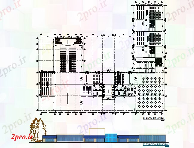 دانلود نقشه کارخانه صنعتی  ، کارگاه نخست صنعت طبقه طرحی جزئیات (کد74064)