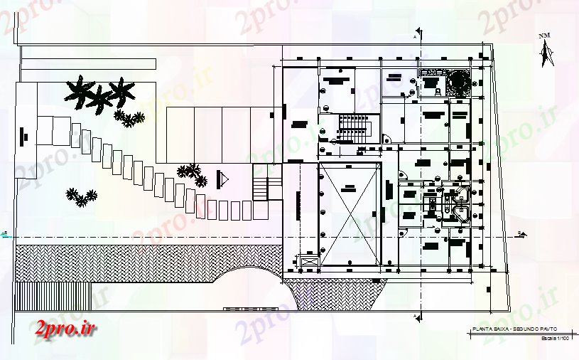 دانلود نقشه مسکونی ، ویلایی ، آپارتمان جهت شمال طرحی خانه جزئیات 12 در 16 متر (کد74100)