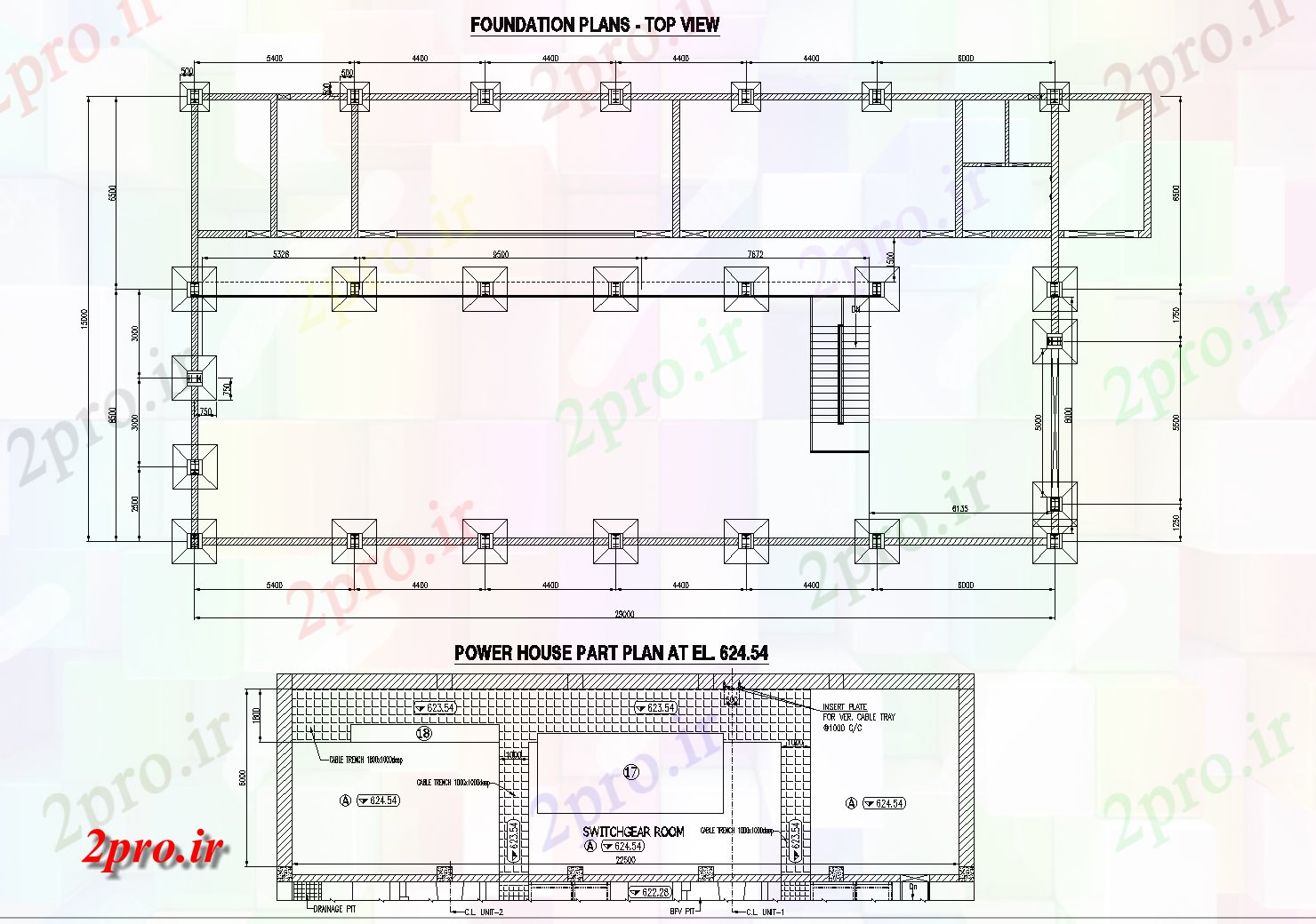 دانلود نقشه کارخانه صنعتی  ، کارگاه طرحی از جزئیات نیروگاه (کد74105)