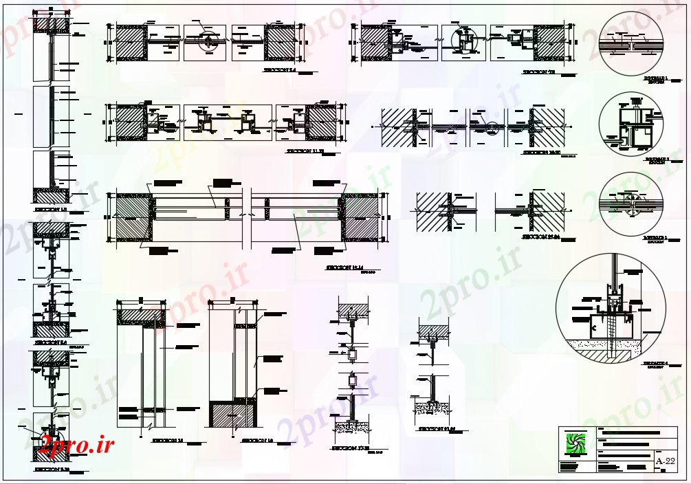 دانلود نقشه جزئیات طراحی در و پنجره  جزئیات صفحه  و درب بانک (کد74118)