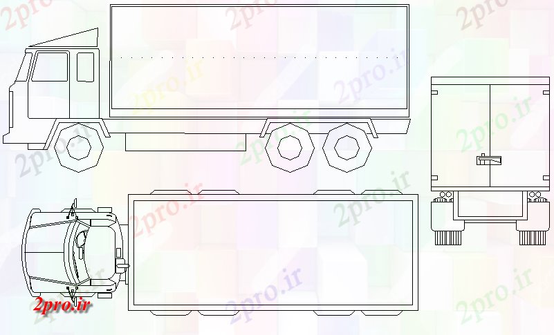 دانلود نقشه بلوک وسایل نقلیه کامیون جزئیات (کد74120)