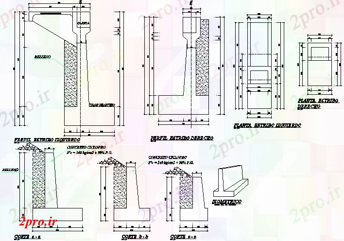 دانلود نقشه جزئیات ساخت و ساز زمین سد سنگ پر جزئیات (کد74132)