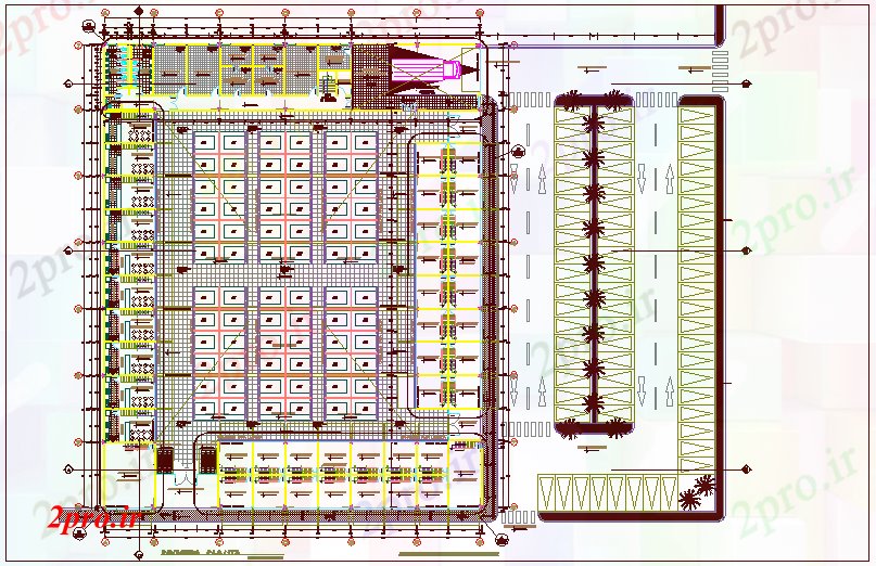 دانلود نقشه هایپر مارکت - مرکز خرید - فروشگاه معماری بازار منطقهای با طبقه اول 51 در 63 متر (کد74152)