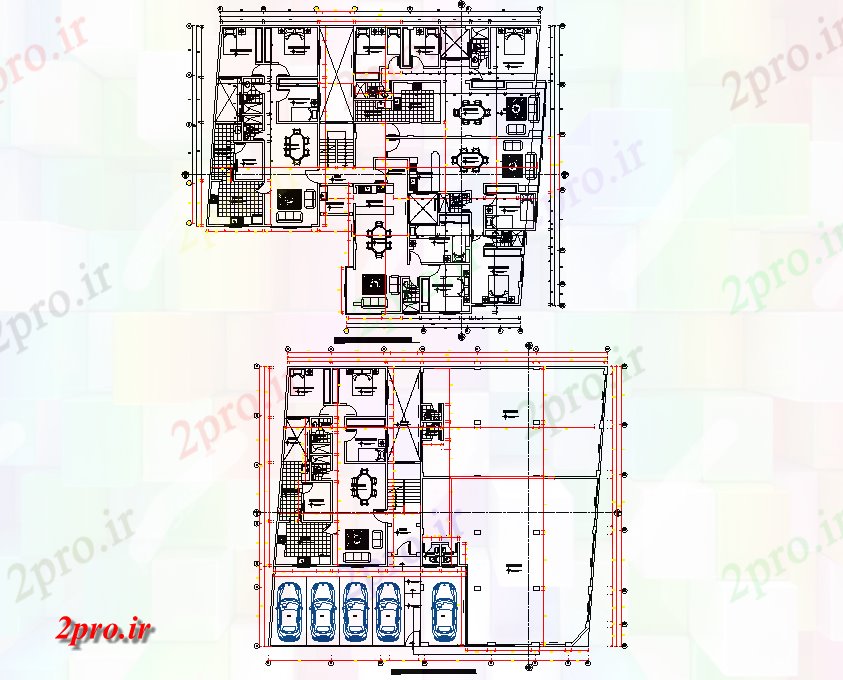 دانلود نقشه مسکونی ، ویلایی ، آپارتمان خانواده کار طرحی خانه جزئیات 21 در 24 متر (کد74226)