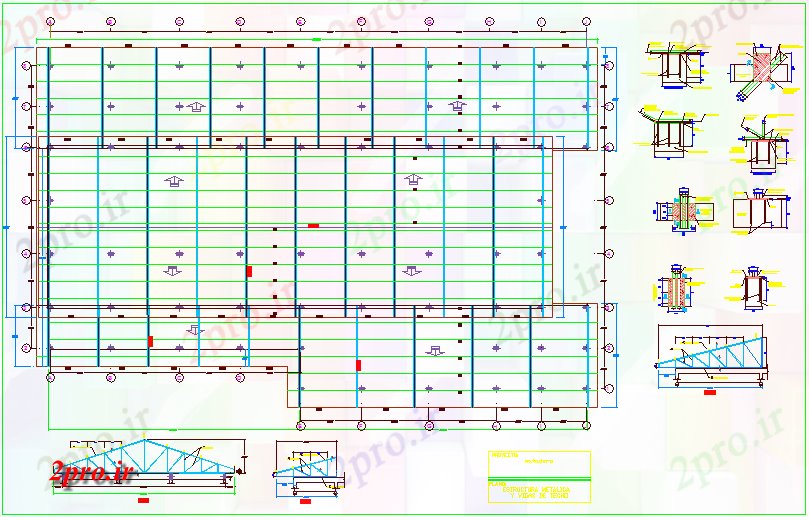 دانلود نقشه جزئیات ساختار کشتارگاه چرم گیاه کار ساختار طرحی فلزی با جزئیات (کد74234)