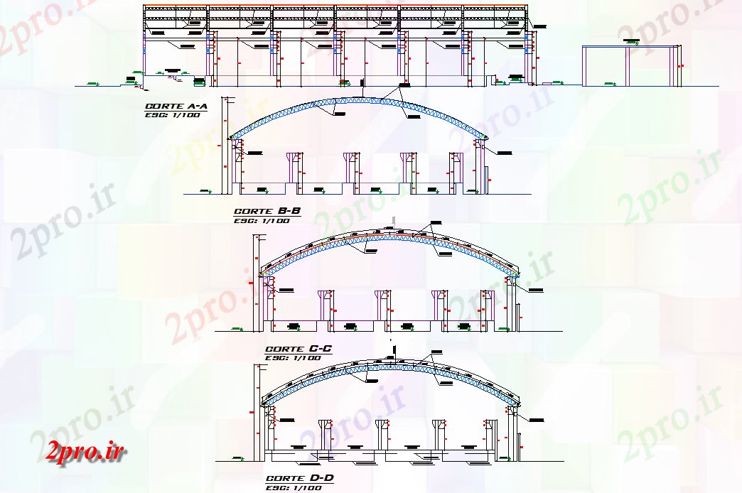 دانلود نقشه ساختمان اداری - تجاری - صنعتی بخش planthielmar یخ طرحی جزئیات، 5 در 20 متر (کد74237)