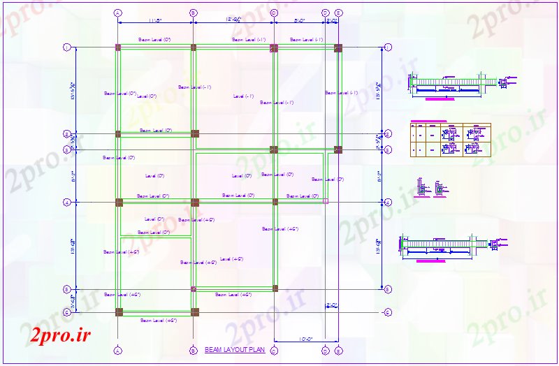 دانلود نقشه جزئیات تیر طراحی پرتو با  جزئیات با دیدگاه ساختاری برای خانه (کد74250)