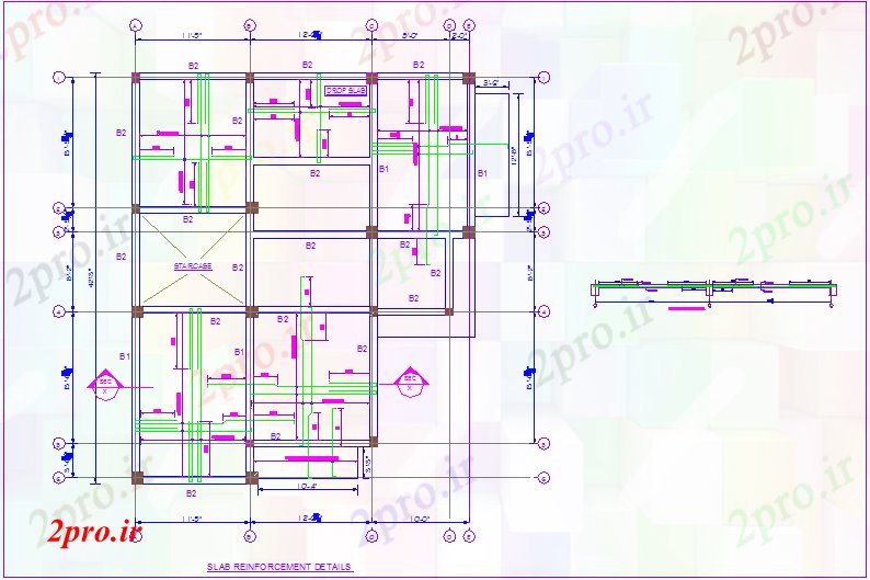 دانلود نقشه جزئیات ساخت و ساز  جزئیات ساخت و ساز دال تقویت با  بخش خانه (کد74252)
