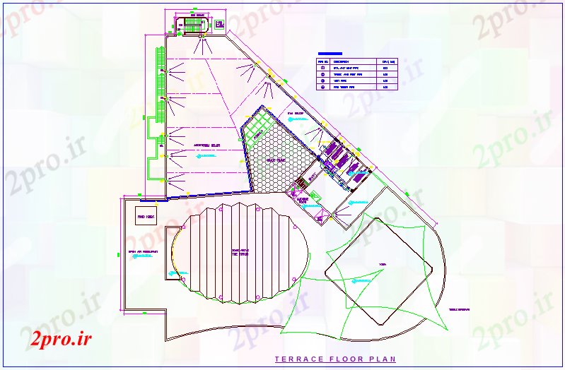 دانلود نقشه باشگاه معماری طرحی تراس برای خانه باشگاه با برنامه لوله جدول 27 در 57 متر (کد74261)