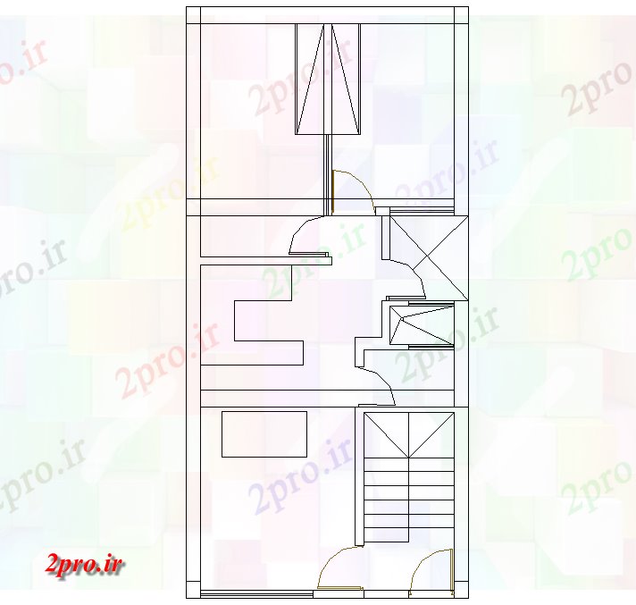 دانلود نقشه مسکونی ، ویلایی ، آپارتمان خط طرحی خانه جزئیات 5 در 11 متر (کد74277)