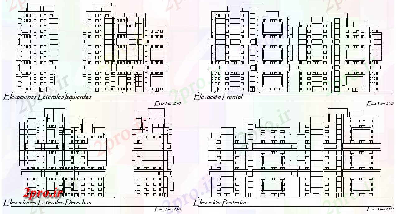 دانلود نقشه مسکونی ، ویلایی ، آپارتمان مسکن و نما تجارت جزئیات 63 در 137 متر (کد74310)