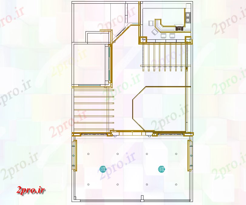 دانلود نقشه ساختمان اداری - تجاری - صنعتی تراس در خط طرحی جزئیات 10 در 12 متر (کد74315)