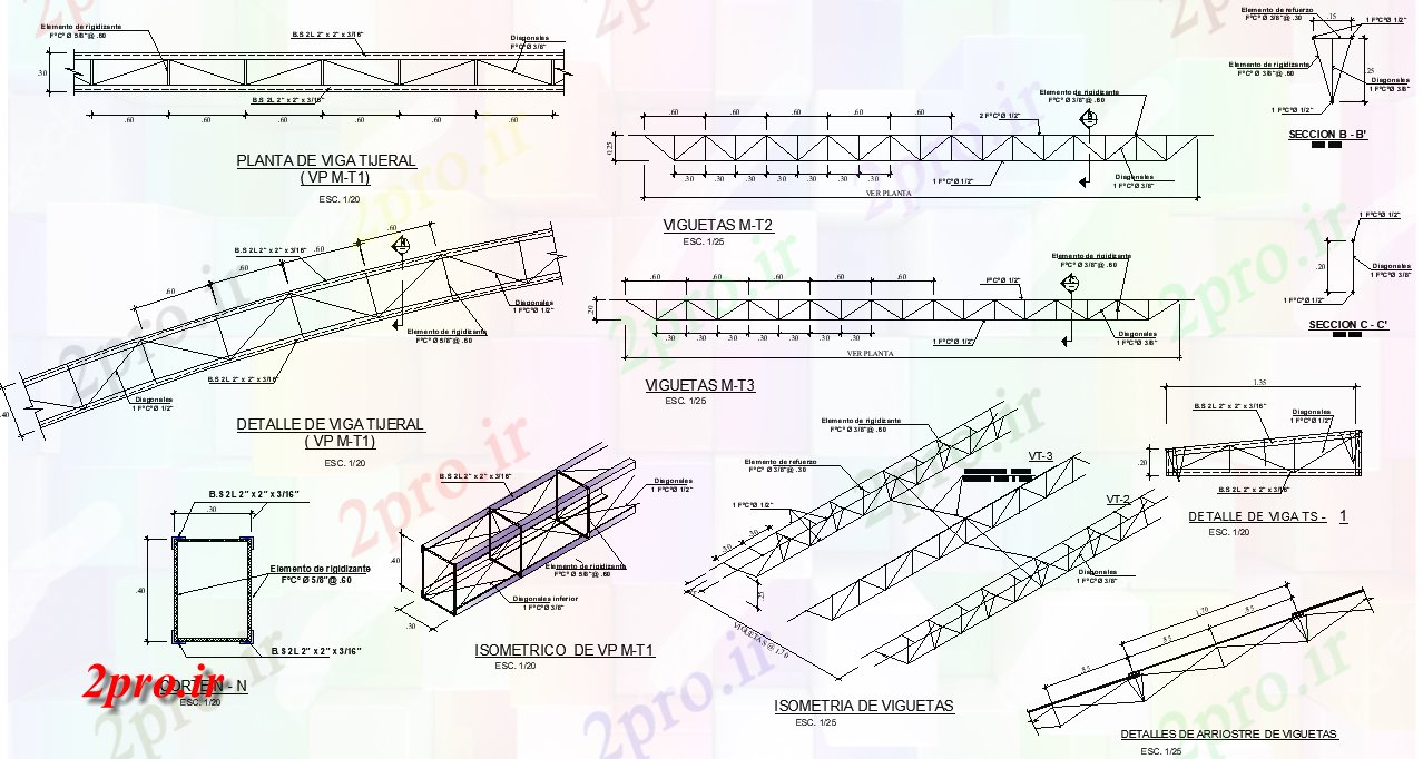 دانلود نقشه جزئیات ساخت و ساز فولاد فریم ساختاری جزئیات (کد74341)