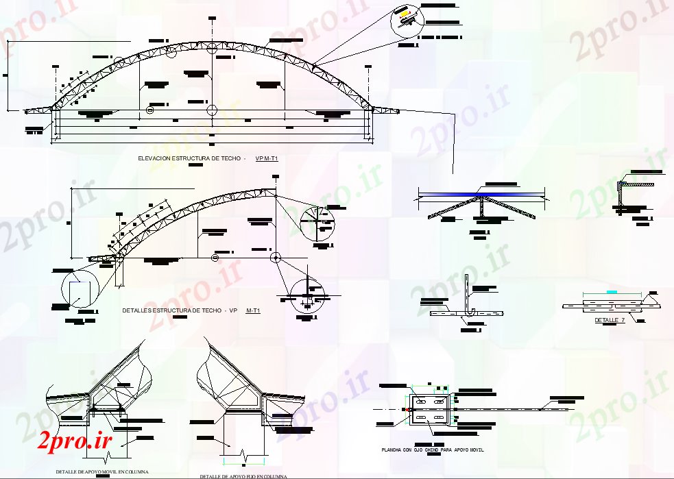 دانلود نقشه جزئیات ساخت و ساز قوس فلزی فریم ساختاری جزئیات (کد74342)