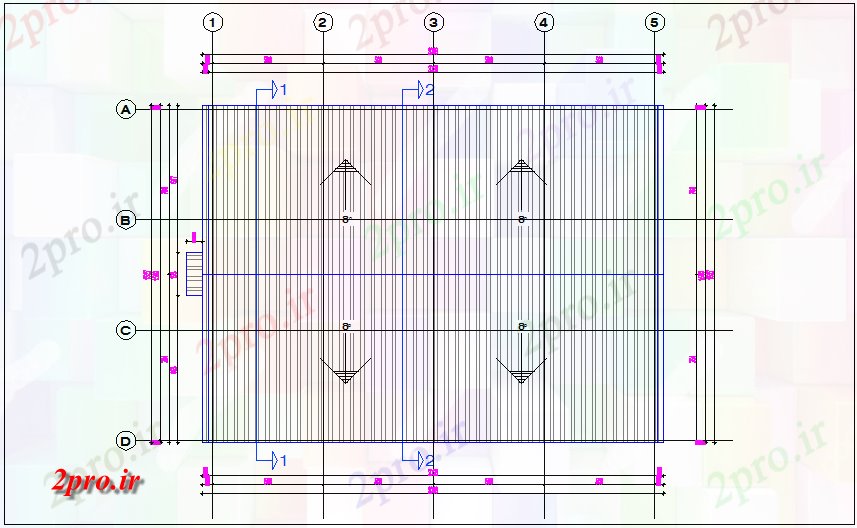 دانلود نقشه کارخانه صنعتی  ، کارگاه طرحی سقف برای سالن صنعتی  گیاهی (کد74344)