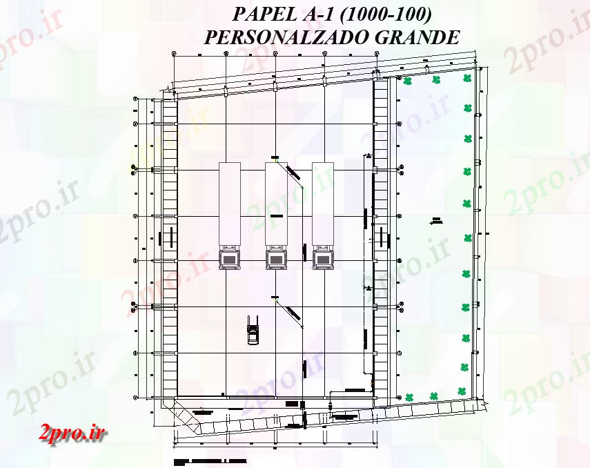 دانلود نقشه مسکونی ، ویلایی ، آپارتمان برنامه ریزی پلات در قالب جزئیات 22 در 36 متر (کد74347)