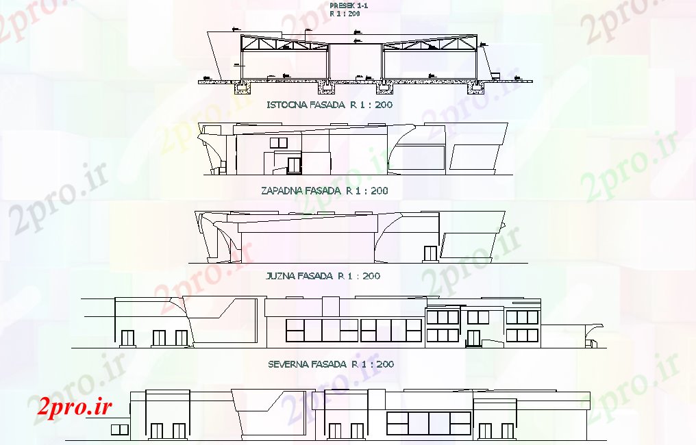 دانلود نقشه کارخانه صنعتی  ، کارگاه نما شی صنعتی  طرحی جزئیات (کد74358)