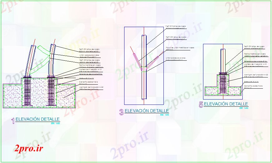 دانلود نقشه جزئیات ساختار نما از نظر جزئیات برای اسکلت فلزی (کد74362)