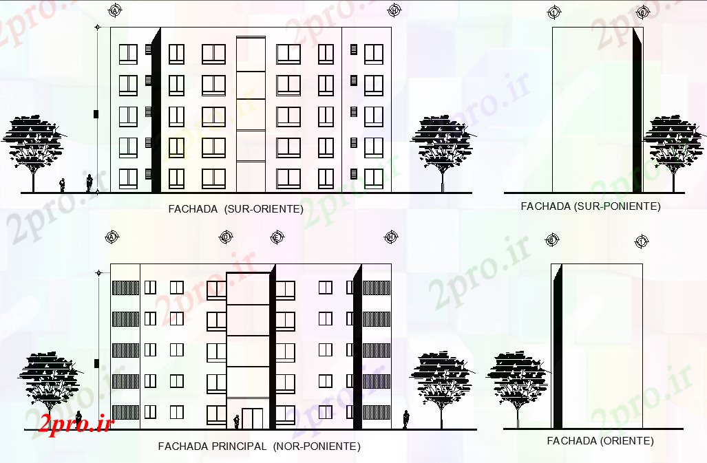 دانلود نقشه ساختمان اداری - تجاری - صنعتی نما بخش طرحی ساختمان جزئیات 9 در 28 متر (کد74370)