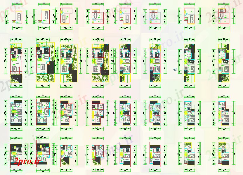 دانلود نقشه جزئیات معماری مختلف نوع خانه طرحی دراز کردن (کد74380)