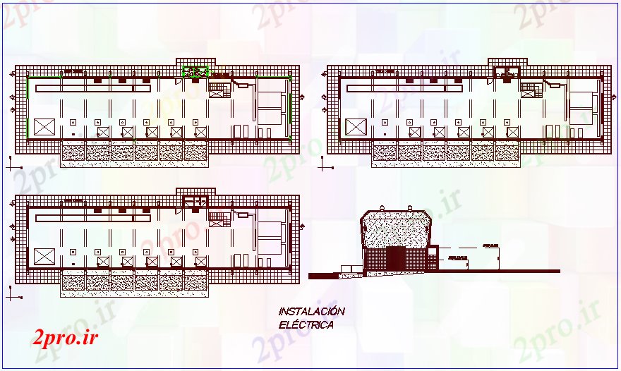 دانلود نقشه طراحی داخلی طرحی نصب و راه اندازی برق پروژه آسانسور برای طبقه اول و دوم  (کد74388)