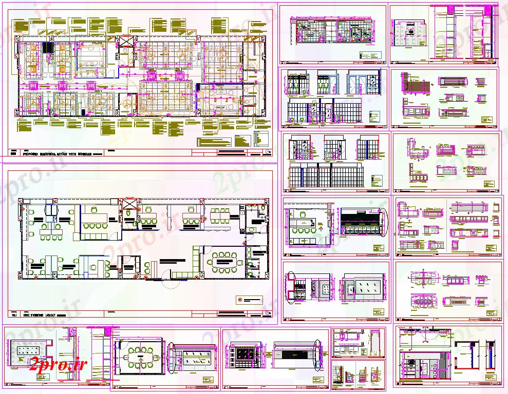 دانلود نقشه شرکت ، دفتر کار ، سازمان ، ادارهپروژه دفتر 8 در 27 متر (کد74389)