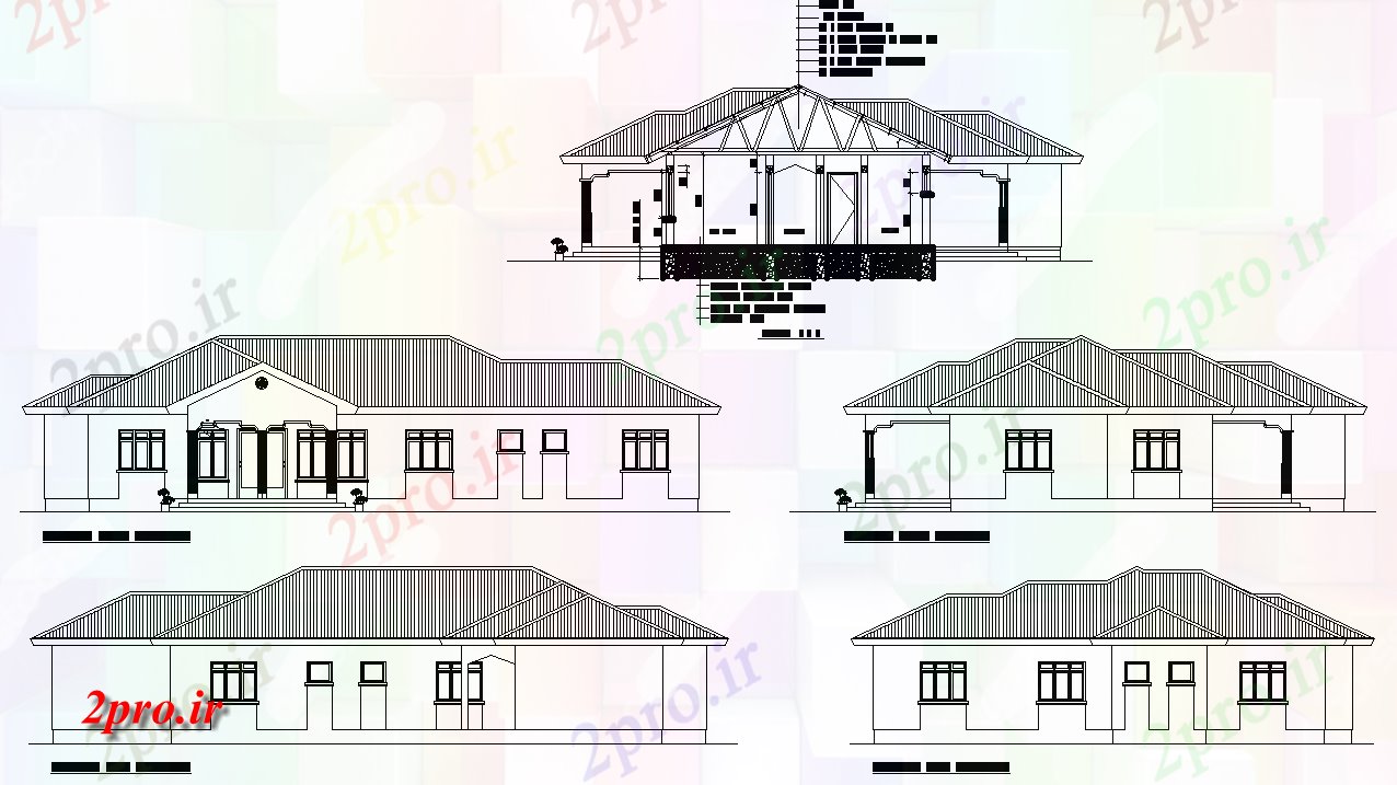 دانلود نقشه مسکونی ، ویلایی ، آپارتمان مهمان خانه طرحی جزئیات 16 در 21 متر (کد74400)