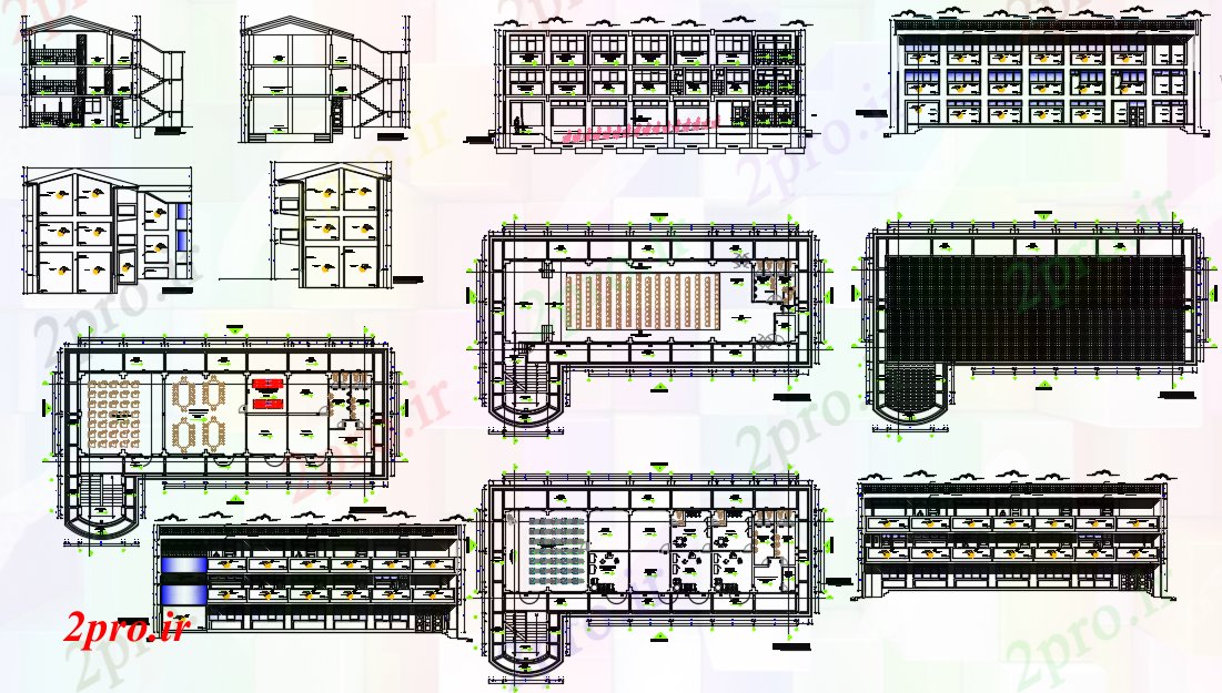 دانلود نقشه جزئیات معماری سالن اداری (کد74413)