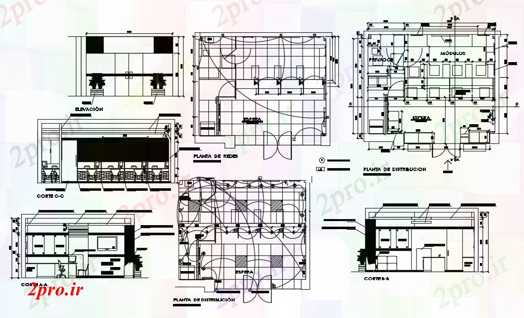 دانلود نقشه بانک ها طراحی معماری ساختمان بانک 6 در 7 متر (کد74414)